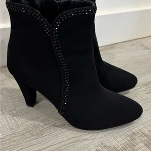 Impo Black Ankle Boots with Studded Trim